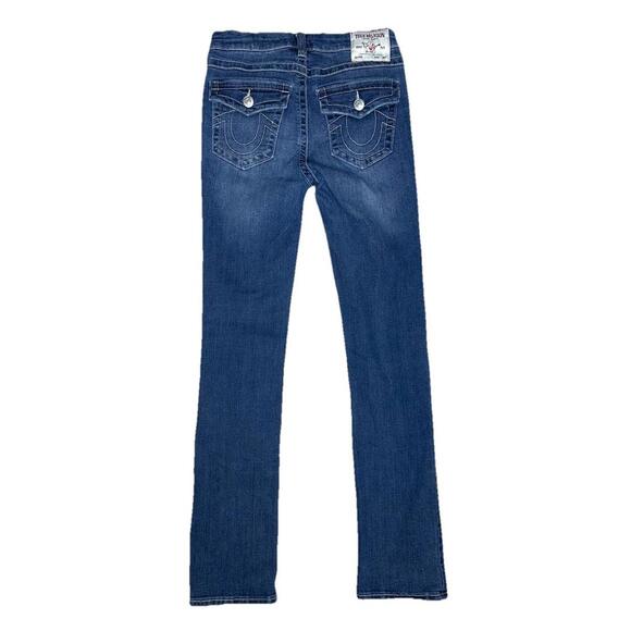 True Religion Billie Womens 27 Mid Rise Straight Leg Med Wash Blue Denim - Picture 3 of 7